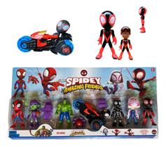 Miles Morales Homem Aranha Cartela Com 9 Peças e moto