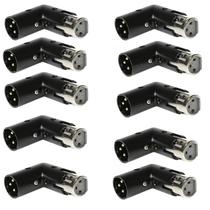 Milestock Adaptador angular XLR de 3 pinos, 10 unidades, macho para fêmea, ângulo de 90, 4 posições ajustáveis Milestock Adaptador angular XLR de 3 pinos, 10 unidades, macho para fêmea, ângulo de 90, 4 posições ajustáveis
