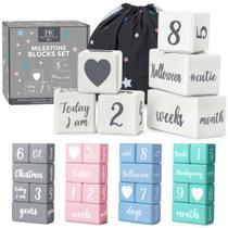 Milestone Blocks Parkway Home White Baby Monthly com bolsa