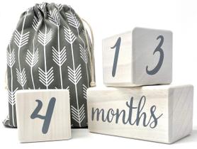 Milestone Blocks Pondering Pine Baby Natural White Stain