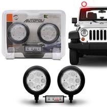 Milha Strobo Safetycar Redondo 6 Leds Corpo Preto Branco