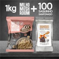 Milho Mushroom Pipoca Doce Gourmet 1kg + Saquinho para pipoca gourmet 10x19cm com 100 unidades Milho Mushroom Pipoca Doce Gourmet 1kg + Saquinho para pipoca gourmet 10x19cm com 100 unidades