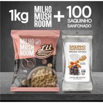 Milho Mushroom Pipoca Gourmet 1kg + Saquinho para pipoca gourmet 10x19cm com 100 unidades