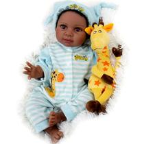 Milidool Black Reborn Baby Dolls, Lifelike afro-americano recém-nascido Boy Doll, projetado com tema girafa, grande presente para a vovó e crianças 3+, 22 polegadas