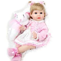 Milidool Reborn Baby Dolls, Bonecas realistas recém-nascidas, 22 polegadas Real Life Weighted Cloth Body Baby Dolls Girl with Bunny Toy Gift Set