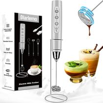 Milk Frother Colarlemo, portátil, recarregável com 3 batedores, prata