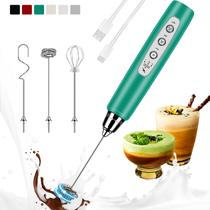 Milk Frother Colarlemo, portátil, recarregável com 3 batedores, verde