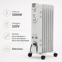 Mimo Style Aquecedor Elétrico a Óleo Smart Plus AQ03 1500W Branco 220V com Termostato Ajustável e Rodas Giratórias para Conforto Térmico e Economia Mimo Style Aquecedor Elétrico a Óleo Smart Plus AQ03 1500W Branco 220V com Termostato Ajustável e Rodas Giratórias para Conforto Térmico e Economia