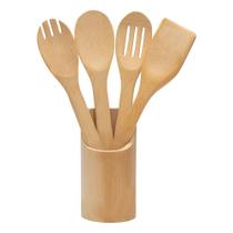 Mimo Style Kit de Utensílios 5 Peças Ecokitchen, Produzido em Bambu 100% Ecológico, Utensílios Resistentes ao Calor, Não