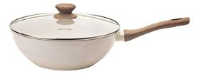 Mimo Style Wok Linha Cook 28cm/4,15L Alumínio Revestida em Cerâmica Fundo de Indução Cabo Soft-Touch, Não Esquenta
