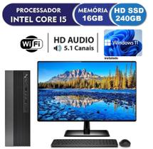 min PC CPU computador Intel Core I5 16GB De Memória SSD 240GB + Monitor 19"