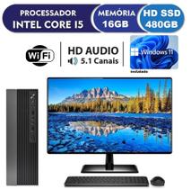 min PC CPU computador Intel Core I5 16GB De Memória SSD 480GB + Monitor 19" win11