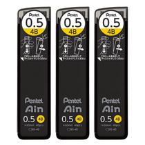 Minas Mecánicas Pentel Ain AMZ-XC2854B3P 0.5 mm 4B Paquete de 3 Minas Mecánicas Pentel Ain AMZ-XC2854B3P 0.5 mm 4B Paquete de 3