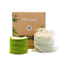 Minasuki 20 Pack Almofadas Removedoras de Maquiagem Reutilizáveis - Rodadas de Algodão Reutilizáveis de Bambu para Toner, Almofadas Ecológicas Laváveis para Todos os Tipos de Pele com Saco de Roupa de Algodão