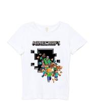 Minecraft Camiseta Infantil Cor Branca Game - EB
