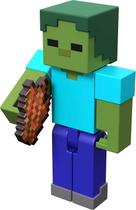 Minecraft Craft-A-Block Zombie Figure, Authentic Pixelated Video-Game Characters, Action Toy to Create, Explore and Survive, Collectible Gift for Fans Age 6 Years and Older