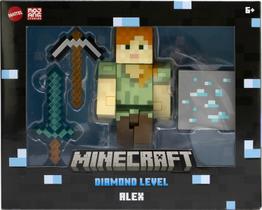 Minecraft Diamond Figura de Brinquedo Alex Exclusivo Colecionável de 5.5 Mattel HTN27