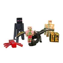 Minecraft Kit Dragão Ender 5 Bonecos + Bloco Bed Wars