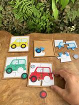 Minha primeira Oficina, feito em MDF com objetivo de associar cores e encaixar peças, incluindo as rodas.