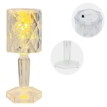 Mini Abajur Cristal Luz Led Amarelo Suave Quarto Decoração