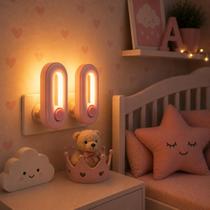Mini Abajur Led Quarto Bebê Criança 3 Níveis Luz Econômica Luz Quente e Fria Cor Rosa