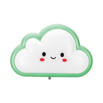 Mini Abajur Luminaria Meia Luz Led De Tomada Infantil Nuvem Bivolt Branco E Verde