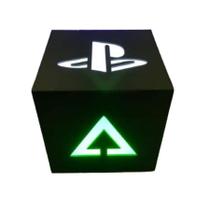 Mini Abajur Play V2 Cubo Mesaled Gamer Acrílico Psn Símbolos