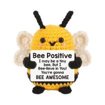 Mini Abelha De Crochê Fofa E Positiva, Decoração De Mesa, Presente Motivacional Com Cartão De