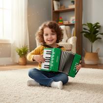 Mini Acordeon Sanfona Infantil Turbinho 17 Teclas 8 Baixos Verde, 104rg.