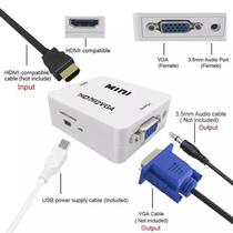 Mini Adaptador Conversor Hdmi P/ Vga Transmite Áudio E Vídeo Mini Adaptador Conversor Hdmi P/ Vga Transmite Áudio E Vídeo