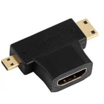 Mini Adaptador Micro HDMI Macho ao Conector Triplo Fêmea Mini Adaptador Micro HDMI Macho ao Conector Triplo Fêmea
