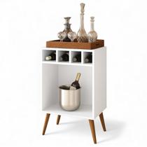 Mini Adega Barzinho Bar Pub Com Bandeja Branco/Madeira