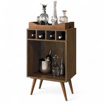 Mini Adega Barzinho Bar Pub Com Bandeja Nogal/Madeira