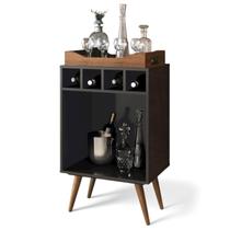 Mini Adega Barzinho Bar Pub com Bandeja Preto/Madeira