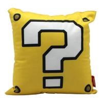 Mini Almofada Fibra Veludo 25x25cm Super Mário Interrogação - Zona Criativa