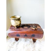 Mini Altar Norse Madeira Maciça Entalhada- Altar portátil Nomady