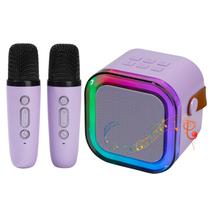 Mini alto-falante de karaokê com 2 microfones sem fio para crianças