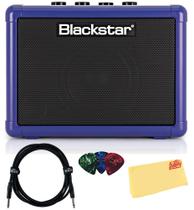 Mini amplificador Blackstar Fly 3 azul royal com cabo, palhetas e tecido