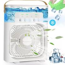 Mini Ar Condicionado Climatizador Umidificador Ventilador Agua E Gelo Com LED Portátil Usb - Linha Premium