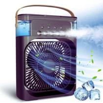 Mini Ar Condicionado Climatizador Umidificador Ventilador Água E Gelo Com LED Portátil USB Preto - Air Cooler Fan