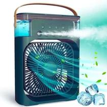 Mini Ar Condicionado Climatizador Umidificador Ventilador Água E Gelo Com LED Portátil USB Verde - Air Cooler Fan