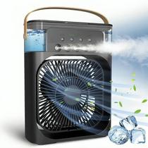 Mini Ar Condicionado Ventilador Portátil Climatizador Umidificador Ventilador Agua E Gelo Com LED Portátil Usb Linha