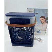 Mini Ar Condicionado Ventilador Portátil Reservatório Água - Vaporizador de Mesa Led - Azul