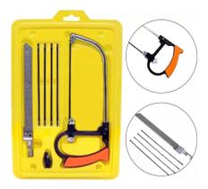 Mini Arco De Serra Serrote Ajustável 7 Peças 7x1 Corta Aluminio Madeira Tubos Borracha Artesanato