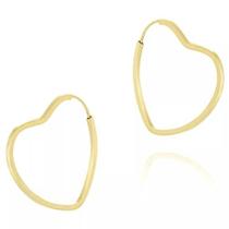 Mini Argola De Ouro 18k 750 Formato Coração
