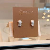 Mini argola meia cana detalhes prata 925 Mini argola meia cana detalhes prata 925