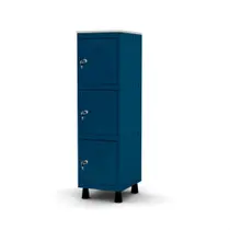 Mini Armário Guarda Volume Locker Roupeiro 1 Vão 3 Portas MGRF501/3 Azul Del Rey - Pandin