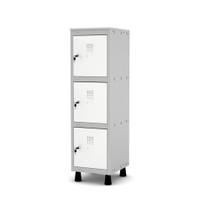 Mini Armário Guarda Volume Locker Roupeiro 1 Vão 3 Portas MGRF501/3 Cinza e Branco - Pandin