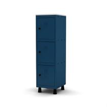 Mini Armário Guarda Volume Locker Roupeiro 1 Vão 3 Portas MGRP501/3 Azul Del Rey - Pandin