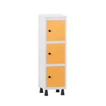 Mini Armário Guarda Volume Locker Roupeiro 1 Vão 3 Portas MGRP501/3 Cinza e Laranja - Pandin